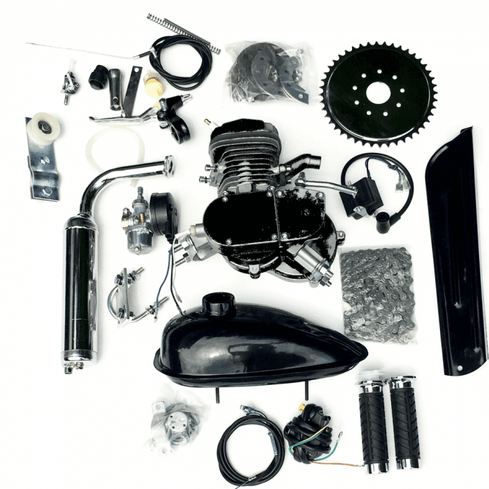 A group of parts that are laid out on the ground.