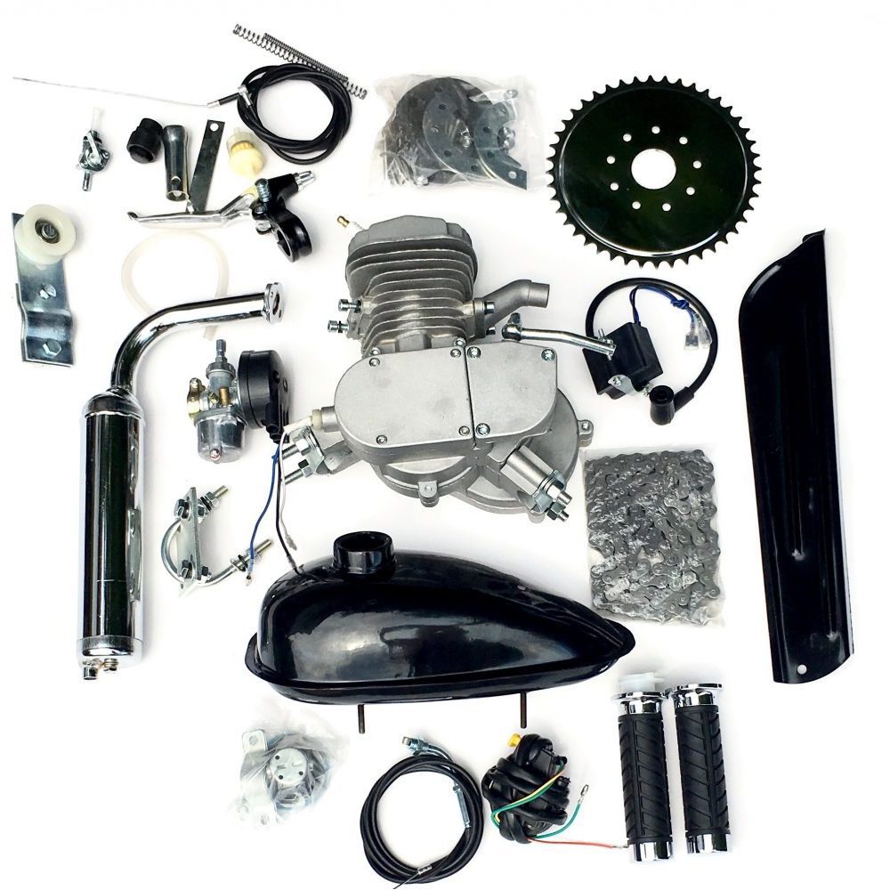 A group of parts that are laid out on the table.