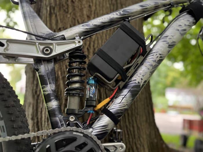 A bicycle with some electronic devices on it