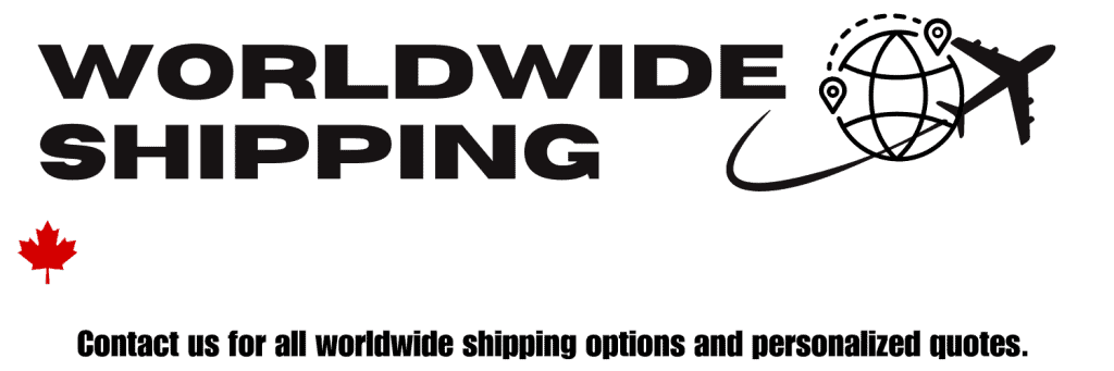 A black and white image of the words worldwide shipping.