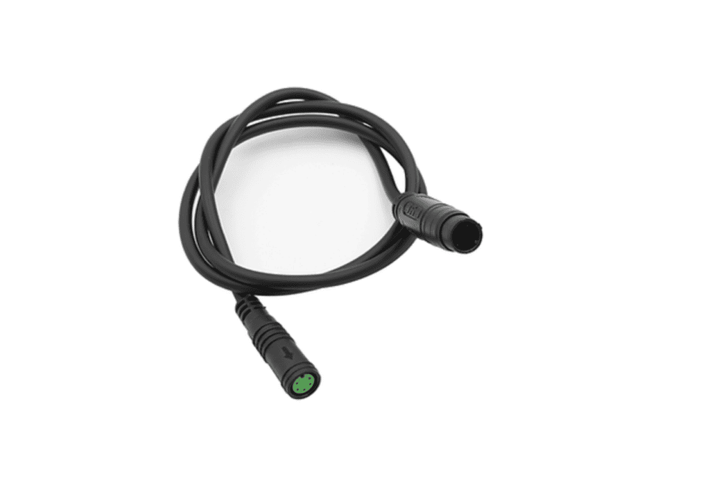 A black cable with green light on it.